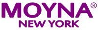 Purple "MOYNA New York" logo on black background.