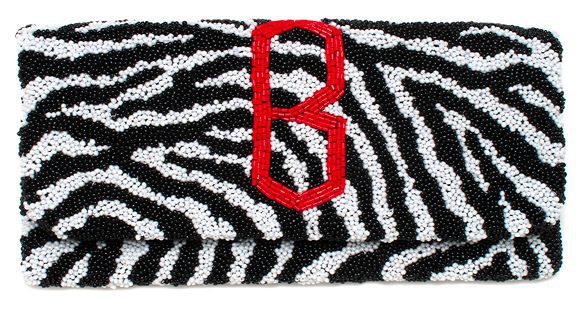 Zebra Diamond Monogram Clutch