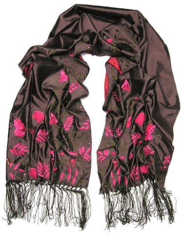 Silk Embroidery Fringe Wrap