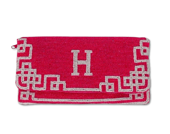 Border Monogram Clutch
